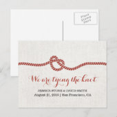 Het binden van de Rode Rope Knot sparen de Datum W Aankondigingskaart (Voorkant / Achterkant)