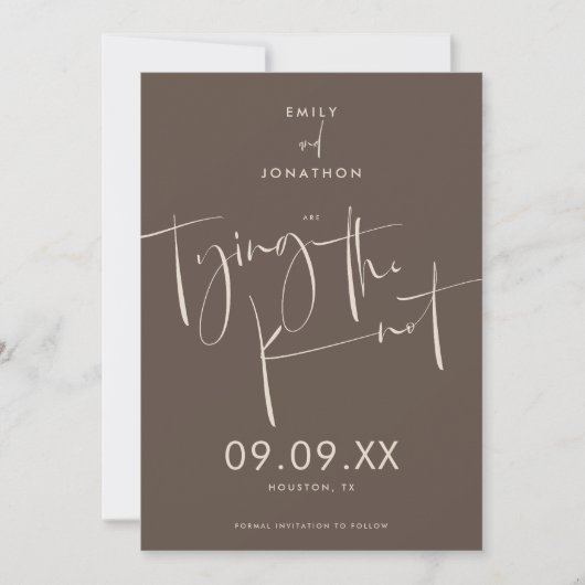 Het binden van het Knot Elegant Manuscript Cream B Save The Date (Voorkant)