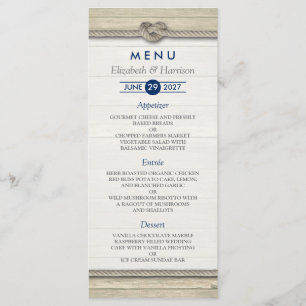 Het binden van het Knot Rustic Beach Wedding Menu