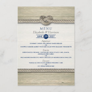 Het binden van het Knot Rustic Beach Wedding Menu