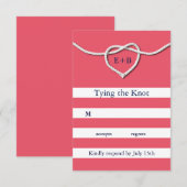 Het binden van Knot Coral RSVP Kaartje (Voorkant / Achterkant)