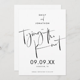 Het binden van Knot Elegant Manuscript Zwart Wit Save The Date