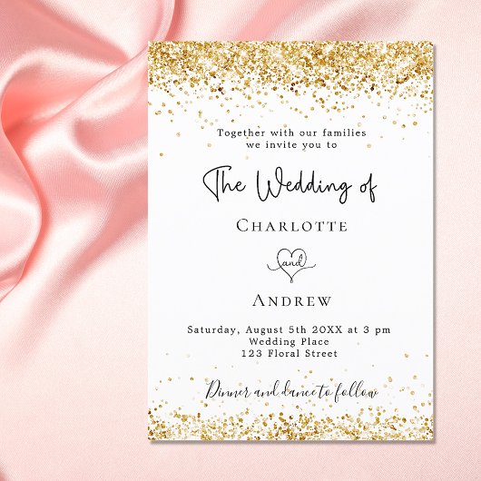 Het binden van witte goudglittermanuscript luxe kaart