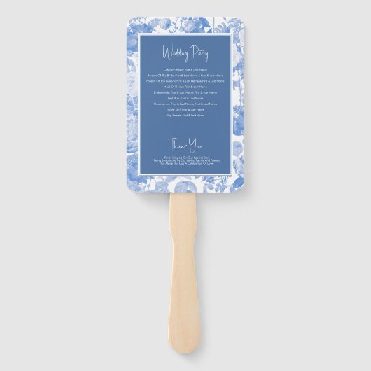 Het bindprogramma blauwe Waterverf Botanische Flor Handwaaier (Achterkant)