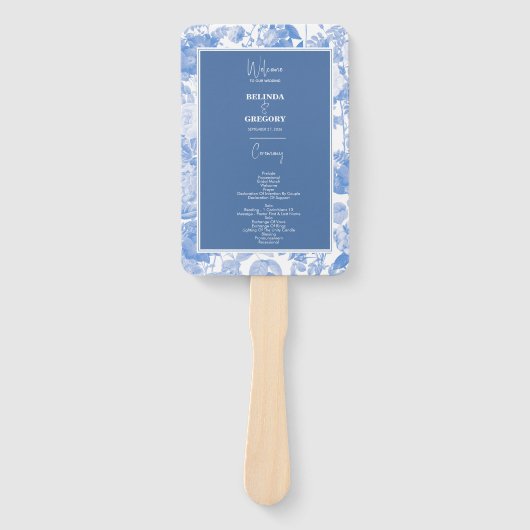 Het bindprogramma blauwe Waterverf Botanische Flor Handwaaier (Voorkant)