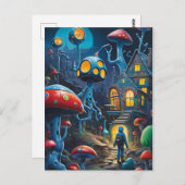 Het binnengaan van de paddenstoel Village Ken Gage Briefkaart (Voorkant / Achterkant)