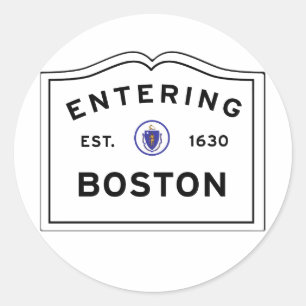 Het binnenkomen van de stad Boston MA Ronde Sticker