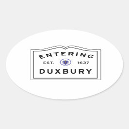 Het binnenkomen van de stad van DUXBURY MA Ovale Sticker