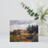 Het binnenkomen van een dorp door Camille Pissarro Briefkaart (Staand voorkant)