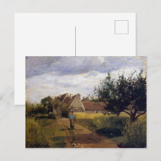 Het binnenkomen van een dorp door Camille Pissarro Briefkaart (Voorkant / Achterkant)