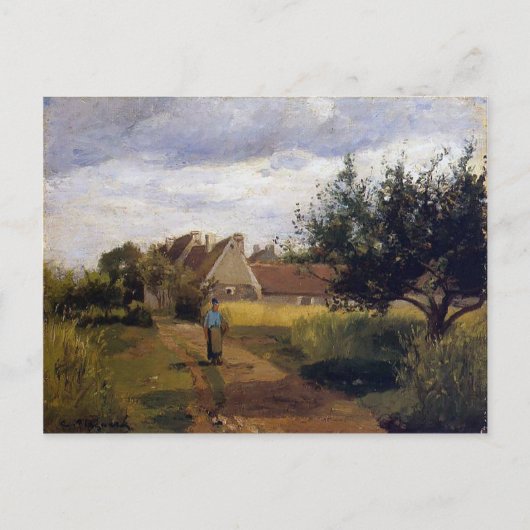 Het binnenkomen van een dorp door Camille Pissarro Briefkaart (Voorkant)