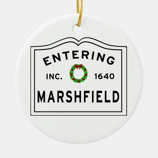 Het binnenkomen van Massachusetts Town Marshfield Keramisch Ornament (Voorkant)