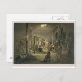 Het binnenland van de Hut van een Mandanchef, bord Briefkaart (Voorkant / Achterkant)