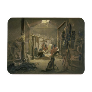 Het binnenland van de Hut van een Mandanchef, bord Magneet