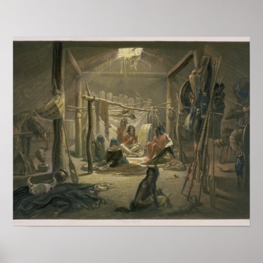 Het binnenland van de Hut van een Mandanchef, bord Poster (Voorkant)