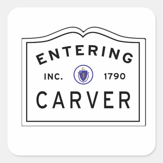 Het binnenvaren van de stad Carver Ma Vierkante Sticker (Voorkant)