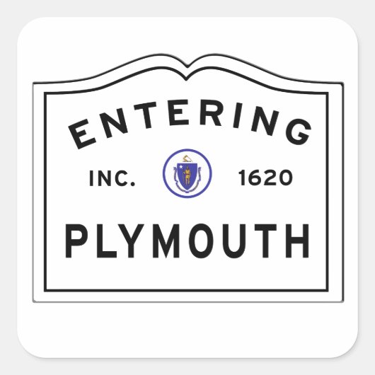 Het binnenvaren van de stad PLYMOUTH Ma Vierkante Sticker (Voorkant)