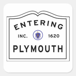 Het binnenvaren van de stad PLYMOUTH Ma Vierkante Sticker