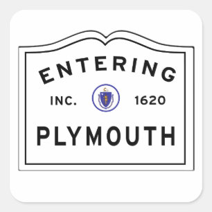 Het binnenvaren van de stad PLYMOUTH Ma Vierkante Sticker