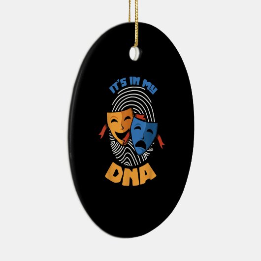 Het bioscoopmasker zit in mijn DNA Musical Lover M Keramisch Ornament (Rechts)