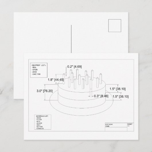 Het 'Birthday Cake'-plan van de ingenieur Briefkaart (Voorkant / Achterkant)