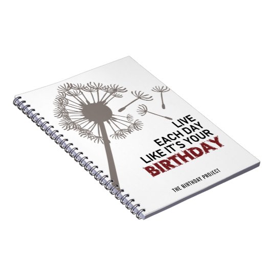 Het Birthday-project Big Dandelion Spiral notebook Notitieboek (Rechterzijde)