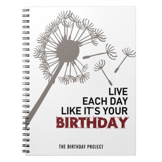 Het Birthday-project Big Dandelion Spiral notebook Notitieboek (Voorkant)