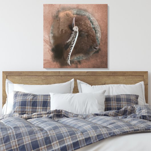 Het Bison II - Gewikkeld Canvas Afdruk (Insitu (Slaapkamer))