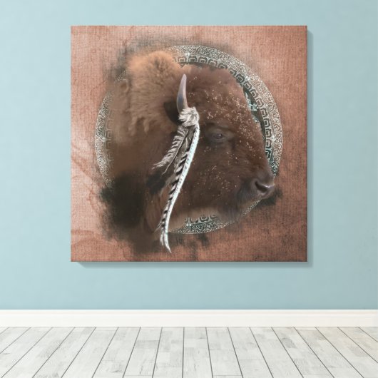 Het Bison II - Gewikkeld Canvas Afdruk (Insitu (Houten vloer))