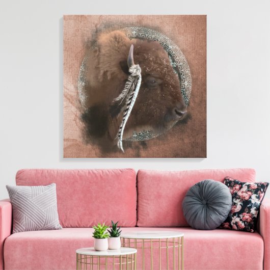 Het Bison II - Gewikkeld Canvas Afdruk (Insitu (Woonkamer))