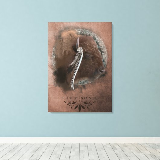 Het Bison II - Gewikkeld Canvas Afdruk (Insitu (Houten vloer))