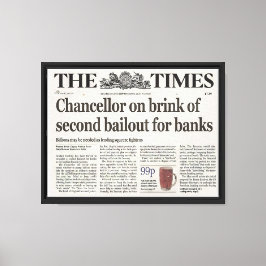 Het Bitcoin Genesis Block: The Times 03/Ja Canvas Afdruk