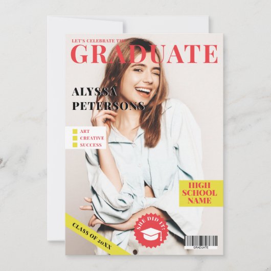 Het blad behandelt 4 foto's koele trendy afstudere aankondiging (Voorkant)