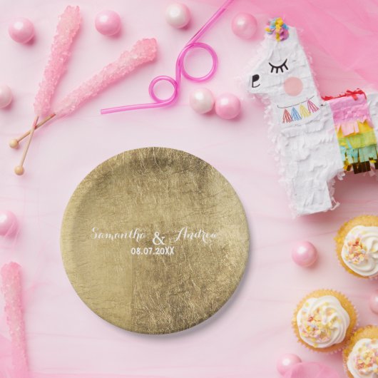 Het bladgoudhuwelijk van de luxe faux papieren bordje (Feest)