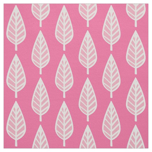 Het bladpatroon van de beuk - Hete roze en wit Stof (Swatch)