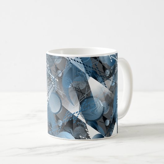 Het blauw en het grijs. Abstractie. Koffiemok (Voorkant rechts)