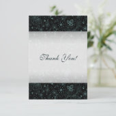 Het blauw op Zwarte BloemenGrens dankt u Bedankkaart (Staand voorkant)