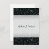 Het blauw op Zwarte BloemenGrens dankt u Bedankkaart (Voorkant / Achterkant)