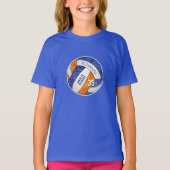 het blauw oranje volleybalteam voor meisjes t-shirt (Voorkant)