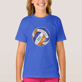 het blauw oranje volleybalteam voor meisjes t-shirt