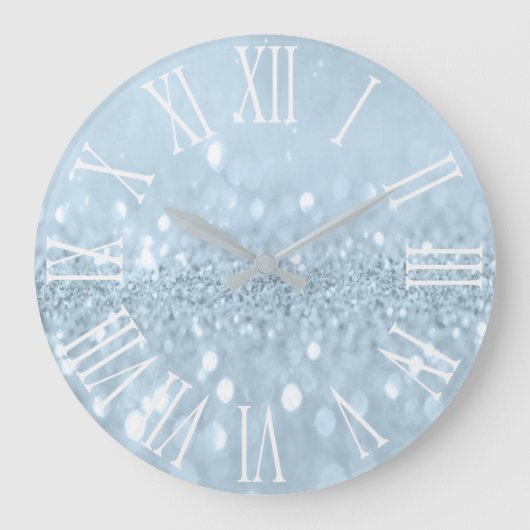 Het blauw schittert Grijs Metaal Zilveren Roman Grote Klok (Voorkant)