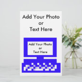Het blauw van de Computer van de Afbeeldingen van Briefpapier (Staand voorkant)