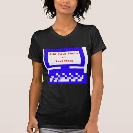 Het blauw van de Computer van de Afbeeldingen van T-shirt (Voorkant)