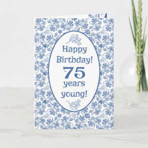 Het Blauw van de indigo op de Witte Bloemen 75ste Kaart