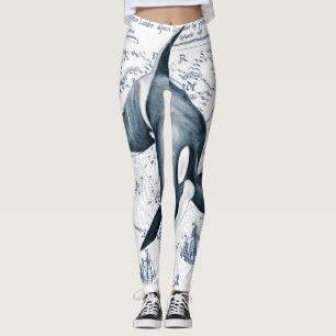 Het Blauw van de Kaart van de orka Leggings