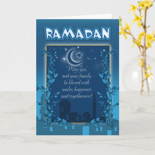 Het Blauw van de Kaart van de Ramadan (Gele Bloem)