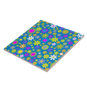 Het Blauw van de Overvloed van de bloem Tegeltje