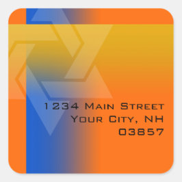 Het Blauw van het Adres van de terugkeer en Geel o Vierkante Sticker