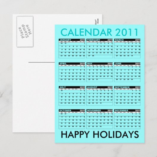 Het Blauw van het Briefkaart van de kalender 2011 (Voorkant / Achterkant)