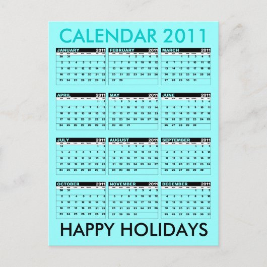 Het Blauw van het Briefkaart van de kalender 2011 (Voorkant)